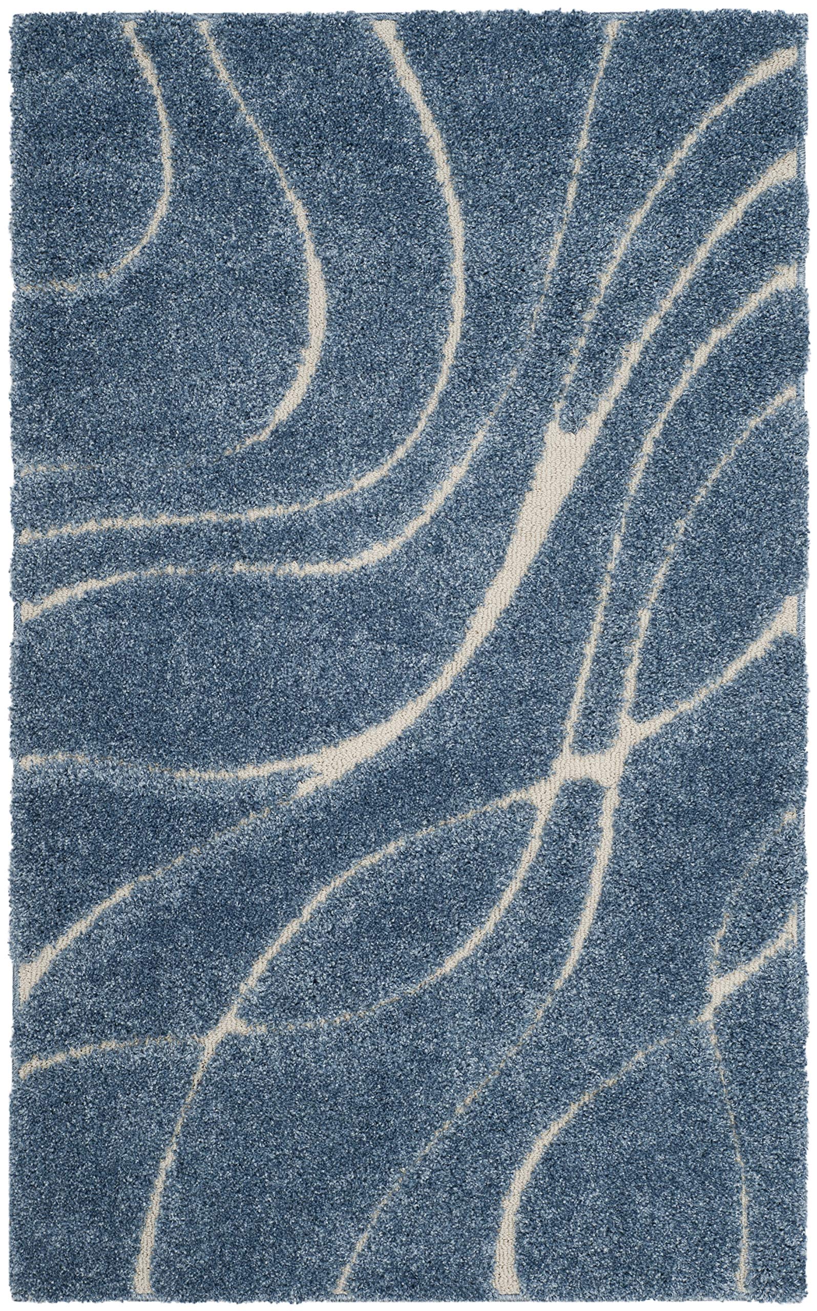 SAFAVIEH Florida Shag Collection Area Rug - 5'3" x 7'6", Cream & Beige, Non-Shedding & Easy Care, 1.2-inch Thick Ideal for High Traffic Areas in Living Room, Bedroom (SG471-1113)