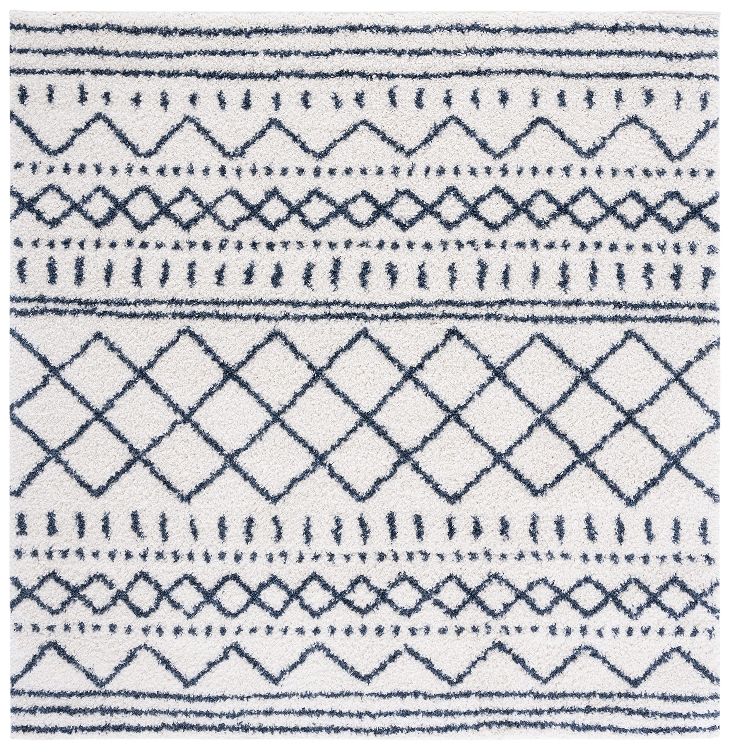 SAFAVIEH Arizona Shag Collection Area Rug - 6'7" x 9'2", Ivory & Beige, Moroccan Boho Design, Non-Shedding & Easy to Clean, Ideal for Living Room, Bedroom, Dining Space (ASG741A)
