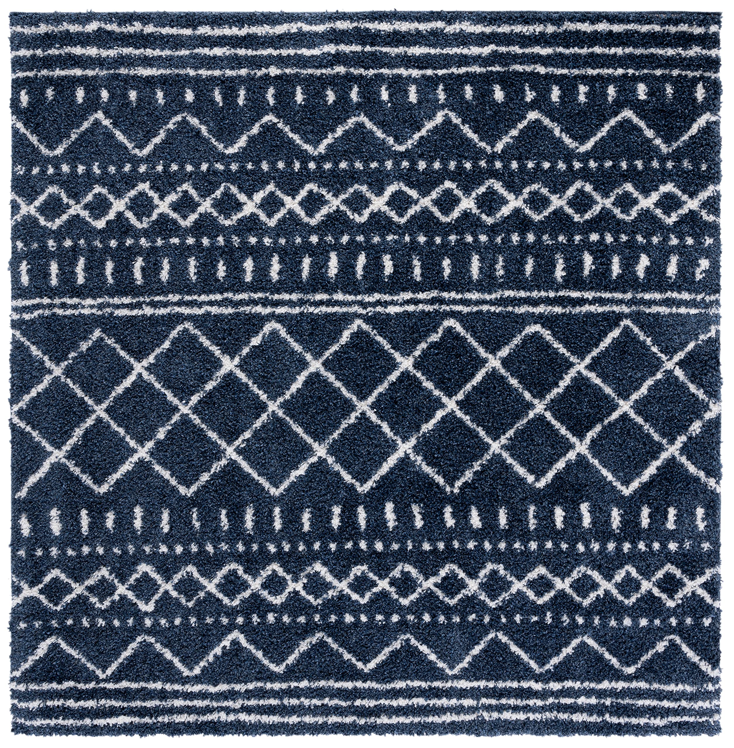 SAFAVIEH Arizona Shag Collection Area Rug - 6'7" x 9'2", Ivory & Beige, Moroccan Boho Design, Non-Shedding & Easy to Clean, Ideal for Living Room, Bedroom, Dining Space (ASG741A)