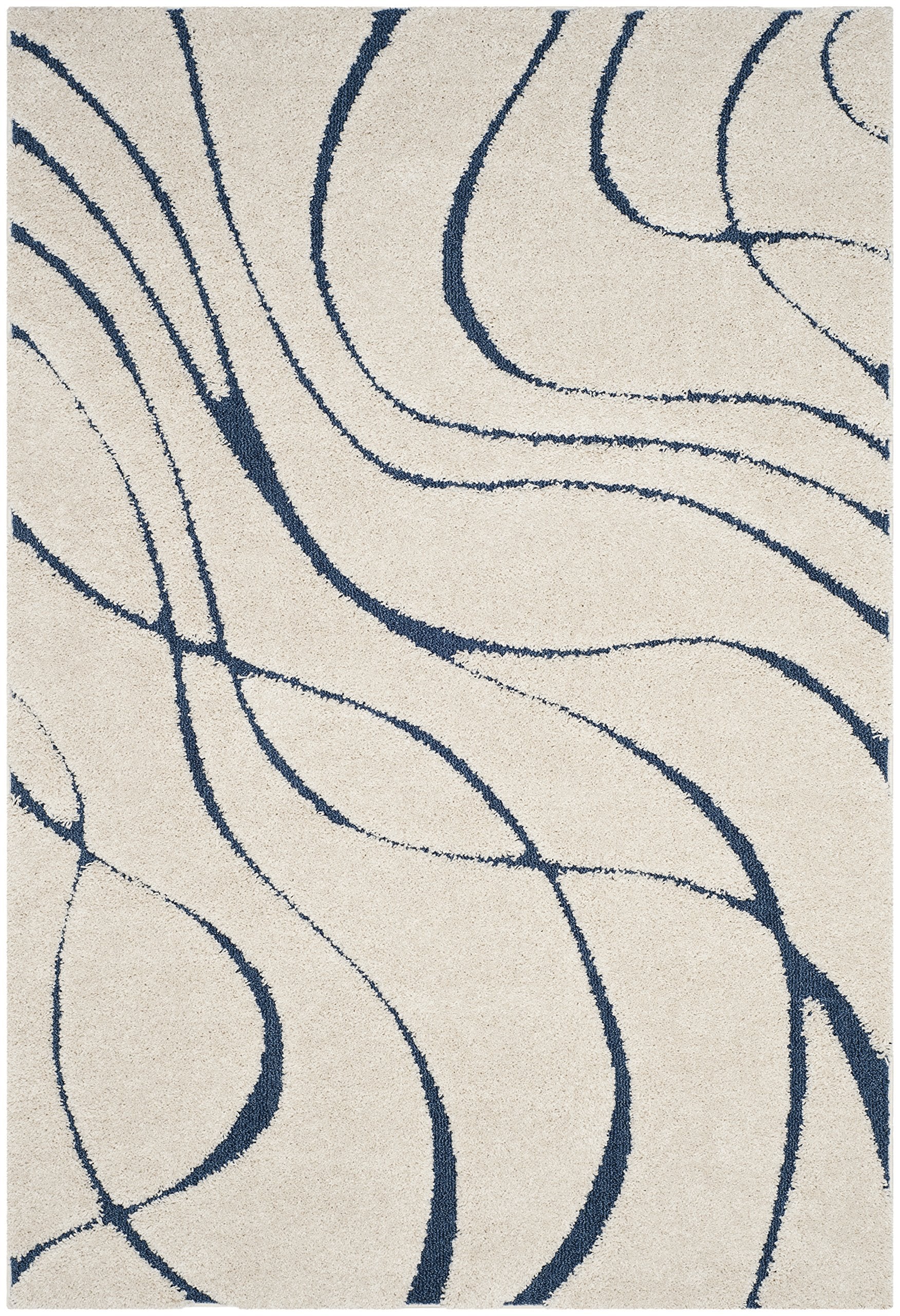 SAFAVIEH Florida Shag Collection Area Rug - 5'3" x 7'6", Cream & Beige, Non-Shedding & Easy Care, 1.2-inch Thick Ideal for High Traffic Areas in Living Room, Bedroom (SG471-1113)