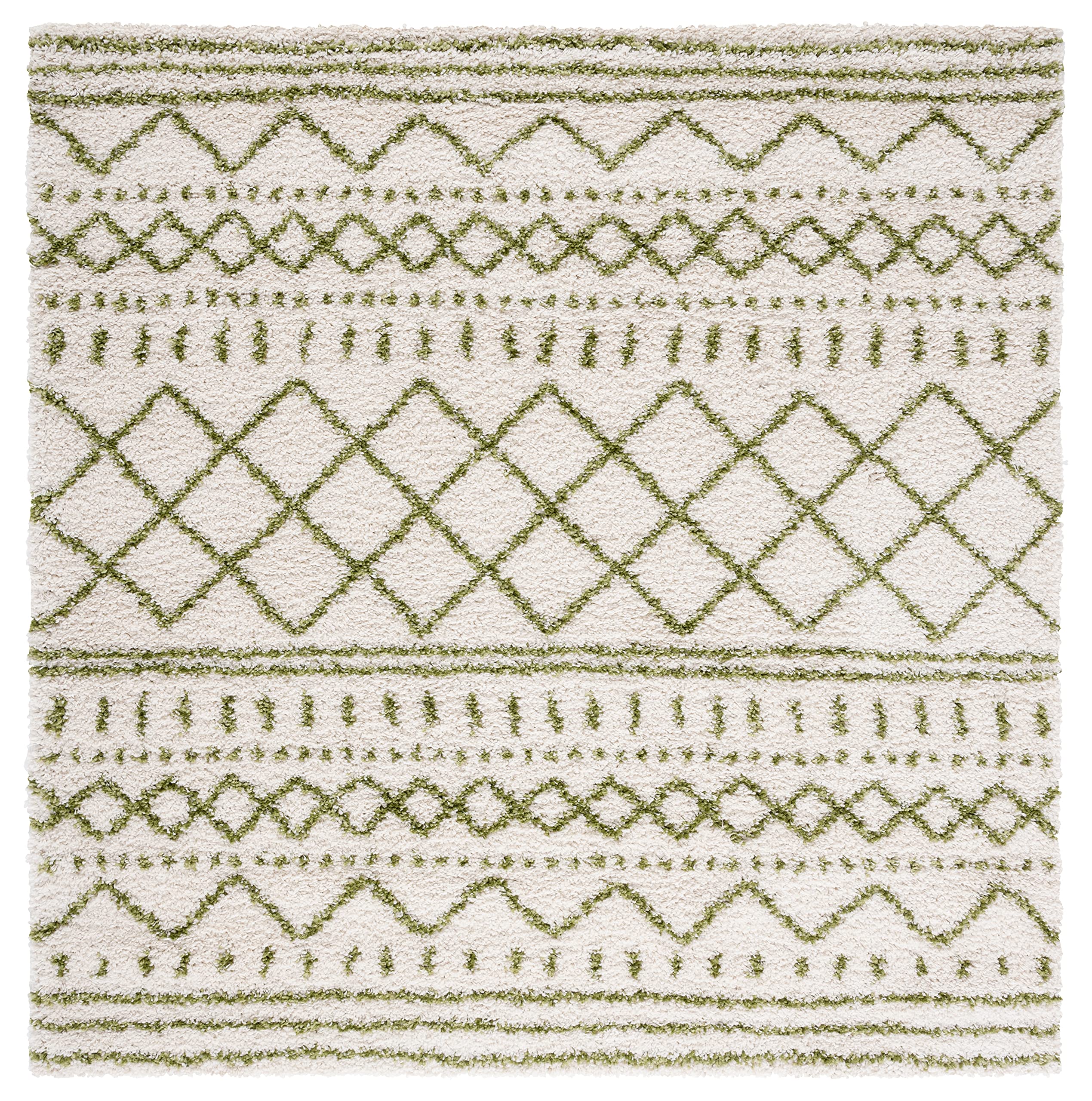 SAFAVIEH Arizona Shag Collection Area Rug - 6'7" x 9'2", Ivory & Beige, Moroccan Boho Design, Non-Shedding & Easy to Clean, Ideal for Living Room, Bedroom, Dining Space (ASG741A)