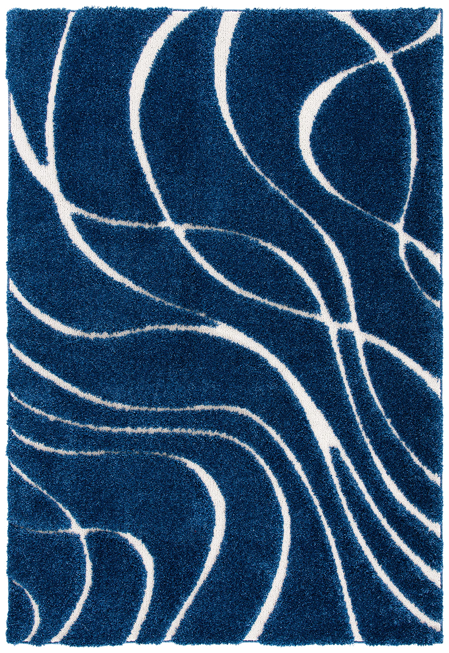 SAFAVIEH Florida Shag Collection Area Rug - 5'3" x 7'6", Cream & Beige, Non-Shedding & Easy Care, 1.2-inch Thick Ideal for High Traffic Areas in Living Room, Bedroom (SG471-1113)